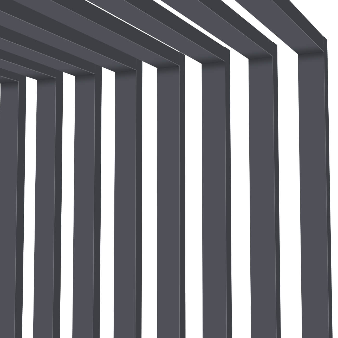 Декоративная рейка металлическая RAL7024 Серый Графит на стенах и потолке в сборе