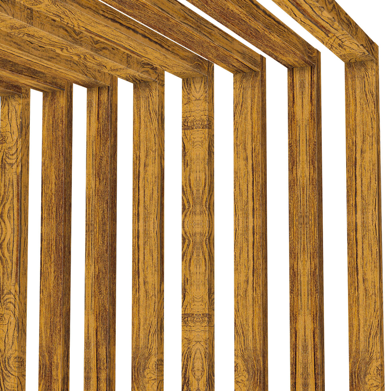 Декоративная рейка 60мм на 37мм под дерево Орех Миланский 3D Принтек на стенах и потолке в сборе