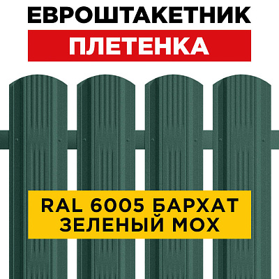 Евроштакетник Плетенка RAL 6005 Зеленый Мох RoofTop Бархат для забора