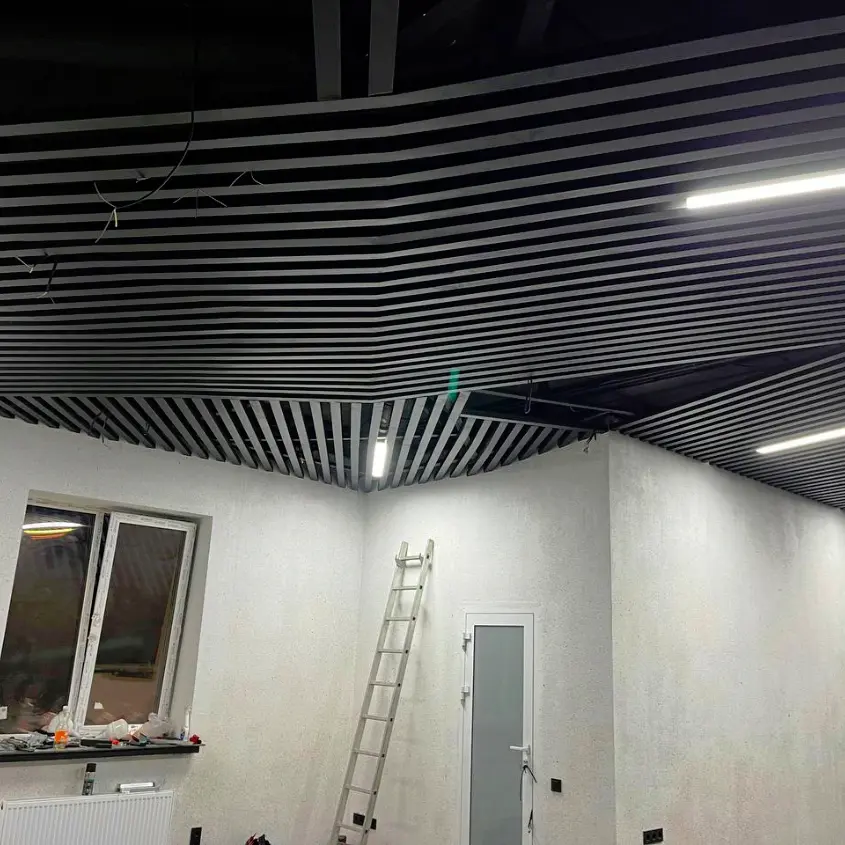 Фото 3 Стальная рейка на потолке RAL9005 МАТТЕ Черный матовый