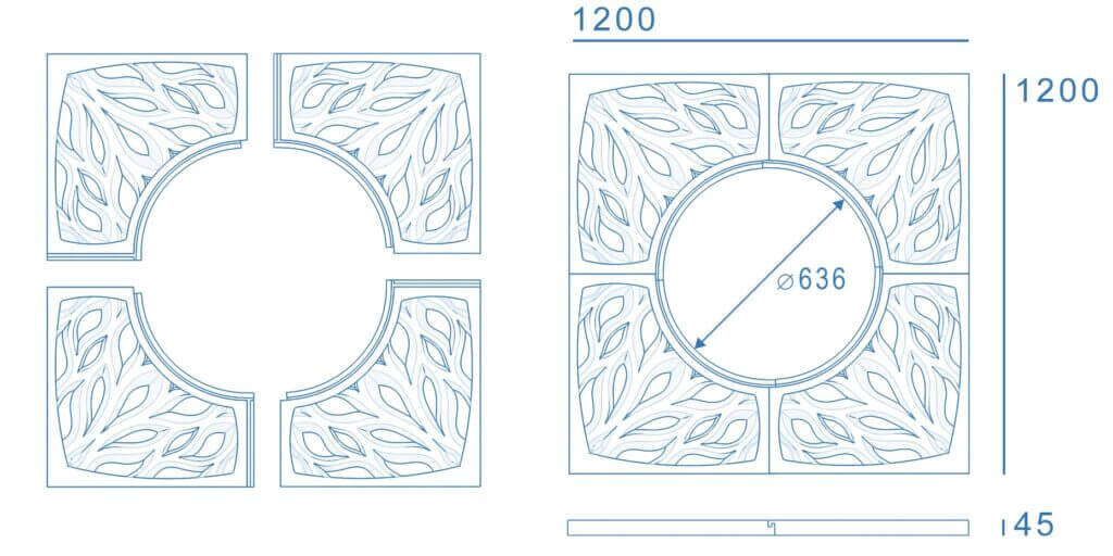 Приствольная решетка ПП ZKING CRUST 1.2х1.2м Схема