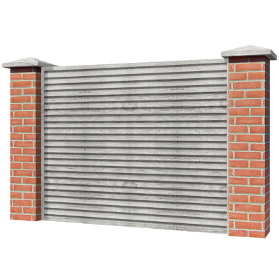 Забор жалюзи ЭКО-Z Светлая Береза SteelArt односторонний на кирпичных столбах